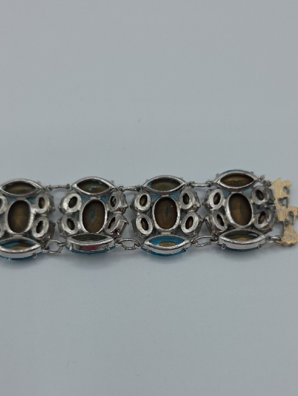 Vintage Blue And White Crystal Statement Bracelet - Picture 9 of 10